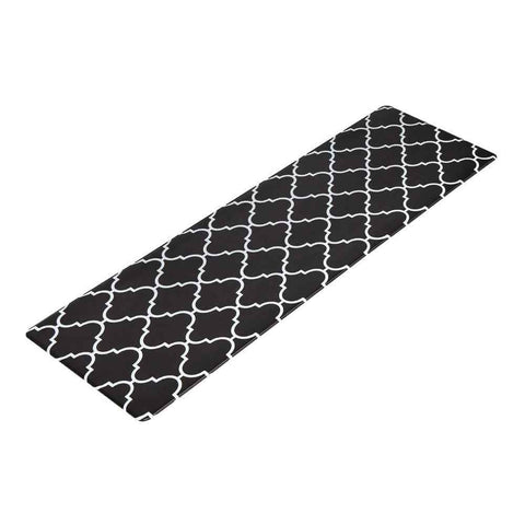 Darrahopens Home & Garden > Rugs > Floor Rugs Non-Slip PVC Kitchen Floor Runner 50 x 160 cm, Waterproof Rug, Black Moroccan Trellis