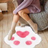 Darrahopens Home & Garden > Rugs > Floor Rugs Rug - Cute non-slip rug in the shape of an animal paw - Soft white and pink rug, suitable for the bedroom and living room.