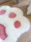Darrahopens Home & Garden > Rugs > Floor Rugs Rug - Cute non-slip rug in the shape of an animal paw - Soft white and pink rug, suitable for the bedroom and living room.