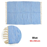 Darrahopens Home & Garden > Rugs Large Chindi Cotton Handmade Floor Mat with Tassels 90 x 150 cm Blue