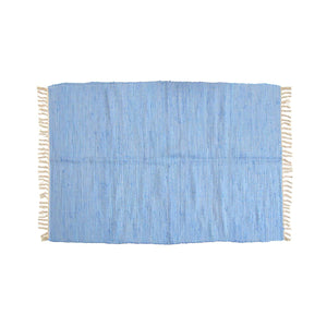 Darrahopens Home & Garden > Rugs Large Chindi Cotton Handmade Floor Mat with Tassels 90 x 150 cm Blue