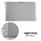 Darrahopens Home & Garden > Rugs Large Chindi Cotton Handmade Floor Mat with Tassels 90 x 150 cm Light Grey