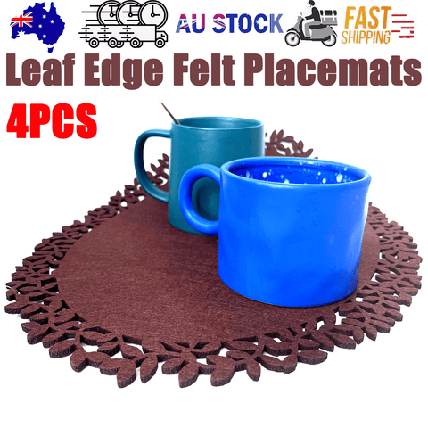 Darrahopens Home & Garden > Rugs > Outdoor Rugs 4Pc Leaf Edge Felt Placemats Heat Insulation Coffee Cup Mat Table Decor At First