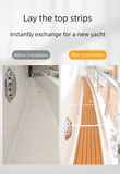 Darrahopens Home & Garden > Rugs > Outdoor Rugs EVA Faux Teak Boat Flooring Border Trim Self Adhesive Marine Decking Strip Non Slip Foam Sheet for Yacht Caravan RV (Light Grey & Black, 240cm x 5.7cm)