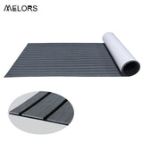 Darrahopens Home & Garden > Rugs > Outdoor Rugs EVA Faux Teak Boat Flooring Sheet Marine Decking Mat Self Adhesive Non Slip Foam for Yacht Caravan & RV (Dark Grey & Black, 120cm x 30cm)