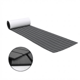 Darrahopens Home & Garden > Rugs > Outdoor Rugs EVA Faux Teak Boat Flooring Sheet Marine Decking Mat Self Adhesive Non Slip Foam for Yacht Caravan & RV (Dark Grey & Black, 240cm x 45cm)