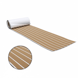 Darrahopens Home & Garden > Rugs > Outdoor Rugs EVA Faux Teak Boat Flooring Sheet Marine Decking Mat Self Adhesive Non Slip Foam for Yacht Caravan & RV (Light Brown & White, 240cm x 45cm)
