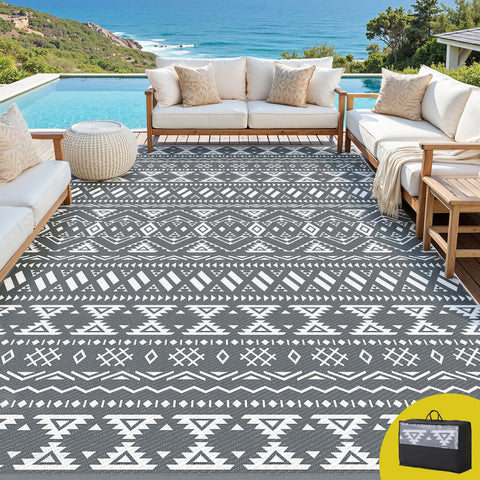 Darrahopens Home & Garden > Rugs > Outdoor Rugs Gardeon Outdoor Rugs 274x366cm Large Carpet Reversible Area Mat PP Dual-Sided Patio Rug Bohemian