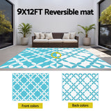 Darrahopens Home & Garden > Rugs > Outdoor Rugs Gardeon Outdoor Rugs 274x366cm Large Carpet Reversible Area Mat PP Dual-Sided Patio Rug Light Blue