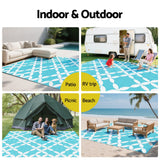 Darrahopens Home & Garden > Rugs > Outdoor Rugs Gardeon Outdoor Rugs 274x366cm Large Carpet Reversible Area Mat PP Dual-Sided Patio Rug Light Blue