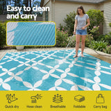 Darrahopens Home & Garden > Rugs > Outdoor Rugs Gardeon Outdoor Rugs 274x366cm Large Carpet Reversible Area Mat PP Dual-Sided Patio Rug Light Blue