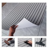 Darrahopens Home & Garden > Rugs > Outdoor Rugs Non-Slip EVA Foam Boat Flooring Sheet Grey with Black Stripes Self-Adhesive Marine Decking Mat for Yacht and Boat Deck DIY Upgrade(2400x1200x6mm)