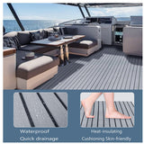 Darrahopens Home & Garden > Rugs > Outdoor Rugs Non-Slip EVA Foam Boat Flooring Sheet Grey with Black Stripes Self-Adhesive Marine Decking Mat for Yacht and Boat Deck DIY Upgrade(2400x900x6mm)