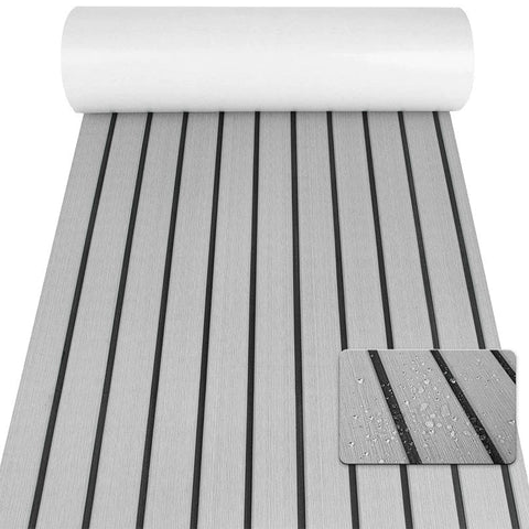 Darrahopens Home & Garden > Rugs > Outdoor Rugs Non-Slip EVA Foam Boat Flooring Sheet Grey with Black Stripes Self-Adhesive Marine Decking Mat for Yacht and Boat Deck DIY Upgrade(2400x900x6mm)