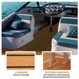 Darrahopens Home & Garden > Rugs > Outdoor Rugs Teak EVA Foam Boat Flooring Sheet Brown with Black Stripes Self-Adhesive Marine Decking Mat for Yacht Fishing Boat RV DIY Upgrade Australian Boating(2400x1200x6mm)