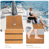 Darrahopens Home & Garden > Rugs > Outdoor Rugs Teak EVA Foam Boat Flooring Sheet Brown with Black Stripes Self-Adhesive Marine Decking Mat for Yacht Fishing Boat RV DIY Upgrade Australian Boating(2400x300x6mm)