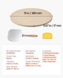 Darrahopens Home & Garden > Scales > Kitchen Scales VEVOR Pizza Stone, 381 mm Round Cordierite Pizza Stone, Extra Large Baking-Stone with Aluminum Peel, 17 mm Thickness Heat-Resistant Cooking Cordierite, for Kitchen Oven, Baking Pizzas, BBQ Grilling