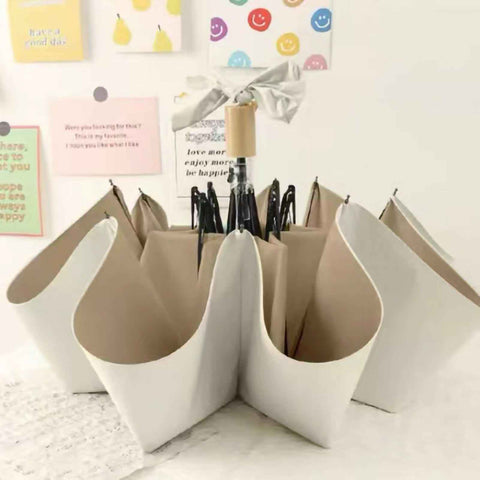 Folding Sun Umbrella UV Blocking Pure Color Black Rubber Sunscreen Umbrella for Rain Or Shine White and Brown In Australia - Darrahopens