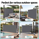 Darrahopens Home & Garden > Shading > Awnings Instahut 1.8X4M Side Awning Retractable Privacy Screen Outdoor Sun Shade Grey In Australia - Darrahopens