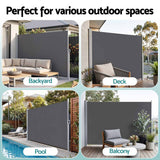 Darrahopens Home & Garden > Shading > Awnings Instahut 2X3.5M Side Awning Retractable Privacy Screen Outdoor Sun Shade Grey In Australia - Darrahopens