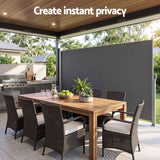 Darrahopens Home & Garden > Shading > Awnings Instahut 2X3.5M Side Awning Retractable Privacy Screen Outdoor Sun Shade Grey In Australia - Darrahopens