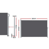 Darrahopens Home & Garden > Shading > Awnings Instahut 2X3.5M Side Awning Retractable Privacy Screen Outdoor Sun Shade Grey In Australia - Darrahopens
