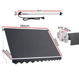 Darrahopens Home & Garden > Shading > Awnings Instahut Motorised Pivot Arm Awning Window Sun Shade 2.8 X 2.1M Grey In Australia - Darrahopens