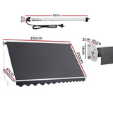 Darrahopens Home & Garden > Shading > Awnings Instahut Motorised Pivot Arm Awning Window Sun Shade 3.1 X 2.1M Grey In Australia - Darrahopens