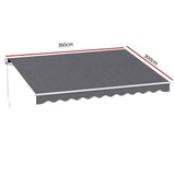 Darrahopens Home & Garden > Shading > Awnings Instahut Retractable Folding Arm Awning Manual Sunshade 3.5M X 3M Grey