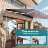 Darrahopens Home & Garden > Shading > Awnings Instahut Retractable Folding Arm Awning Manual Sunshade 3.5M X 3M Grey