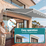 Darrahopens Home & Garden > Shading > Awnings Instahut Retractable Folding Arm Awning Manual Sunshade 4.5Mx3M Grey White