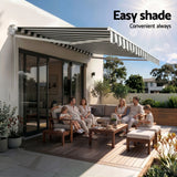 Darrahopens Home & Garden > Shading > Awnings Instahut Retractable Folding Arm Awning Motorised Sunshade 4.5Mx3M Grey White