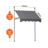 Darrahopens Home & Garden > Shading > Awnings Instahut Window Fixed Pivot Arm Awning Outdoor Door Canopy 2X1.8M Grey