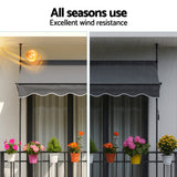 Darrahopens Home & Garden > Shading > Awnings Instahut Window Fixed Pivot Arm Awning Outdoor Door Canopy 2X1.8M Grey