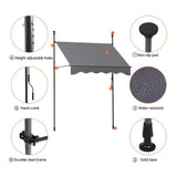 Darrahopens Home & Garden > Shading > Awnings Instahut Window Fixed Pivot Arm Awning Outdoor Door Canopy 2X1.8M Grey