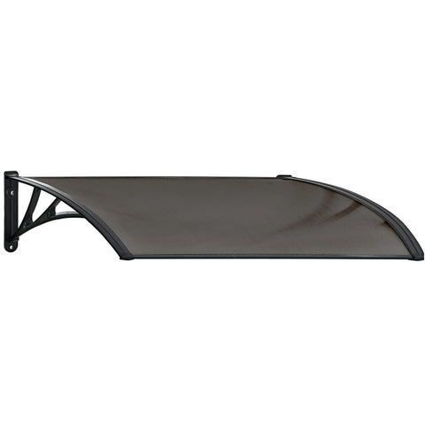 Darrahopens Home & Garden > Shading > Awnings SHADE SHIELD 1x1m Aluminium Exterior Awning, Black DIY External UV Rain Protection Grey Tinted Polycarbonate Canopy Cover