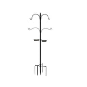 Darrahopens Home & Garden > Shading > Canopies & Gazebos 58in Heavy Duty Bird Feeder Pole, 4-Hook Black Iron Garden Stake with Trays for Hanging Plants Lanterns Outdoor Yard Decor In Australia - Darrahopens