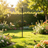 Darrahopens Home & Garden > Shading > Canopies & Gazebos 58in Heavy Duty Bird Feeder Pole, 4-Hook Black Iron Garden Stake with Trays for Hanging Plants Lanterns Outdoor Yard Decor In Australia - Darrahopens