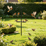 Darrahopens Home & Garden > Shading > Canopies & Gazebos 58in Heavy Duty Bird Feeder Pole, 4-Hook Black Iron Garden Stake with Trays for Hanging Plants Lanterns Outdoor Yard Decor In Australia - Darrahopens