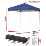 Darrahopens Home & Garden > Shading > Canopies & Gazebos Instahut Gazebo 2x2m Outdoor Patio Garden Marquee Shade w/ Base Pods Blue
