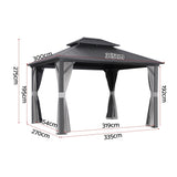Darrahopens Home & Garden > Shading > Canopies & Gazebos Instahut Gazebo 3x3.65m Canopy Outdoor Steel Frame Patio Tent Curtains Marquee Grey