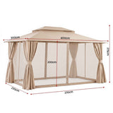 Darrahopens Home & Garden > Shading > Canopies & Gazebos Instahut Gazebo 3x4m Canopy Outdoor Steel Frame Patio Tent Curtains Marquee Beige