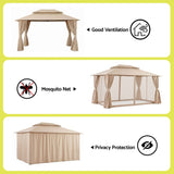 Darrahopens Home & Garden > Shading > Canopies & Gazebos Instahut Gazebo 3x4m Canopy Outdoor Steel Frame Patio Tent Curtains Marquee Beige