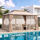 Darrahopens Home & Garden > Shading > Canopies & Gazebos Instahut Gazebo 3x4m Canopy Outdoor Steel Frame Patio Tent Curtains Marquee Beige