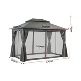 Darrahopens Home & Garden > Shading > Canopies & Gazebos Instahut Gazebo 3x4m Canopy Outdoor Steel Frame Patio Tent Curtains Marquee Grey