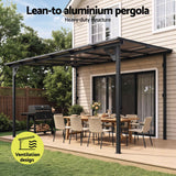 Darrahopens Home & Garden > Shading > Canopies & Gazebos Instahut Gazebo Lean-To Pergola Garden Patio Polycarbonate 356cm X 275cm Brown In Australia - Darrahopens