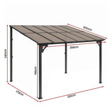 Darrahopens Home & Garden > Shading > Canopies & Gazebos Instahut Gazebo Lean-To Pergola Garden Patio Polycarbonate 356cm X 275cm Brown In Australia - Darrahopens