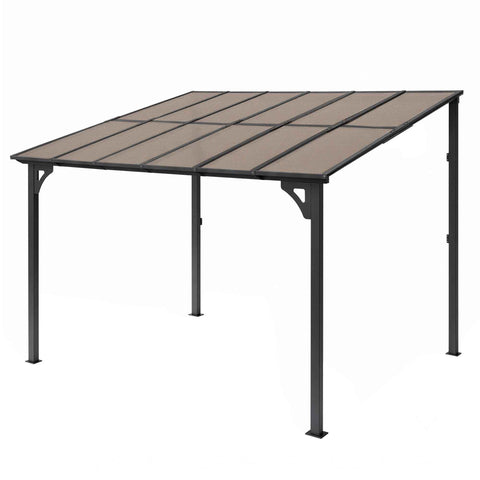 Darrahopens Home & Garden > Shading > Canopies & Gazebos Instahut Gazebo Lean-To Pergola Garden Patio Polycarbonate 356cm X 275cm Brown In Australia - Darrahopens