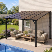 Darrahopens Home & Garden > Shading > Canopies & Gazebos Instahut Gazebo Lean-To Pergola Garden Patio Polycarbonate 356cm X 275cm Brown In Australia - Darrahopens