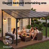Darrahopens Home & Garden > Shading > Canopies & Gazebos Instahut Gazebo Lean-To Pergola Garden Patio Polycarbonate 356cm X 275cm Brown In Australia - Darrahopens